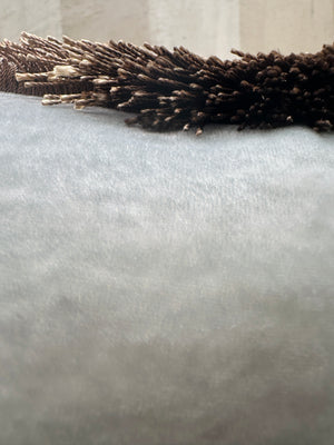 Heavenly Blue Plain Fringe Velvet Pillow