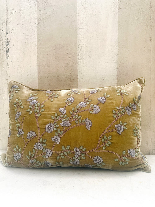 Silver Green Tuileries Velvet Pillow