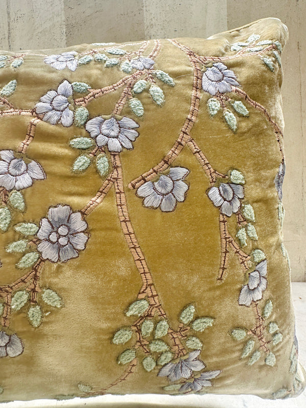 Silver Green Tuileries Velvet Pillow
