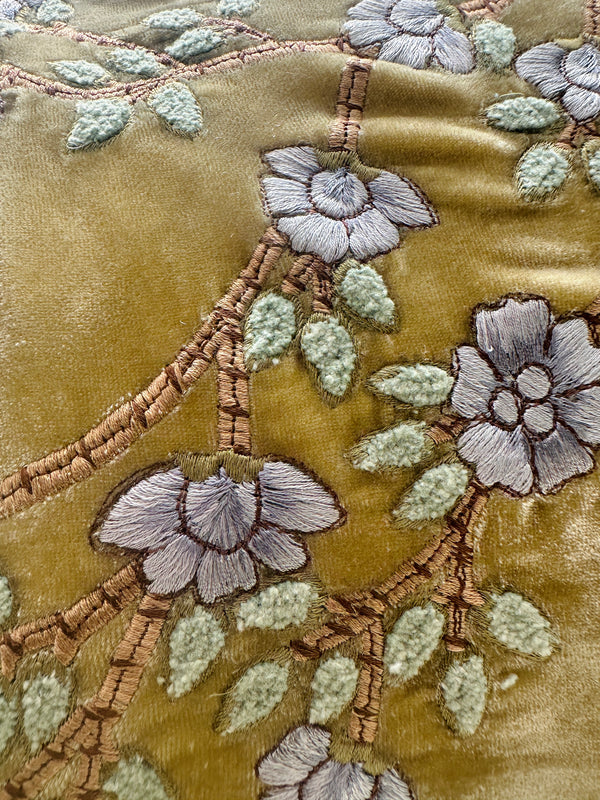 Silver Green Tuileries Velvet Pillow