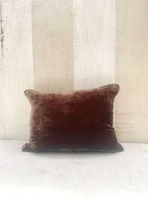 Chocolate Velvet Pillow W/ Silk Piping