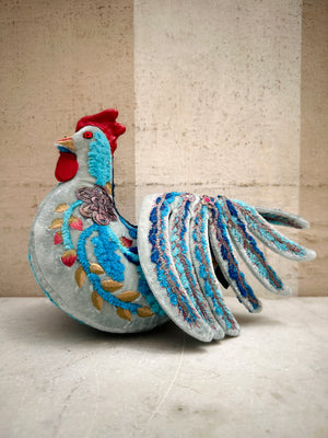 Embroidered Velvet Rooster
