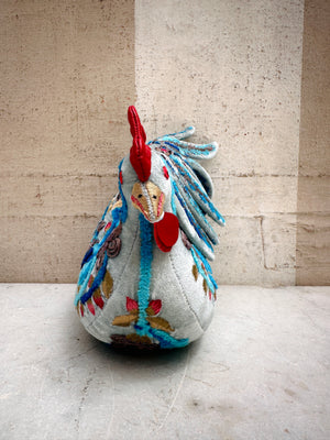 Embroidered Velvet Rooster