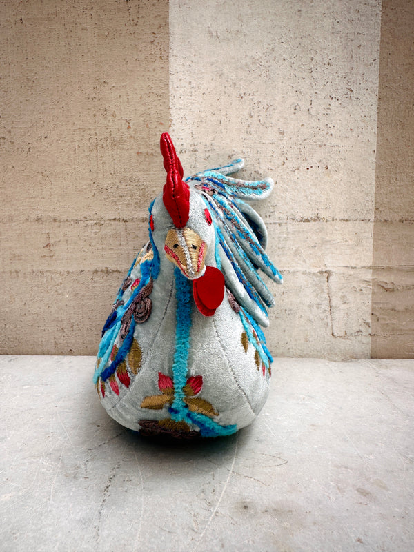 Embroidered Velvet Rooster