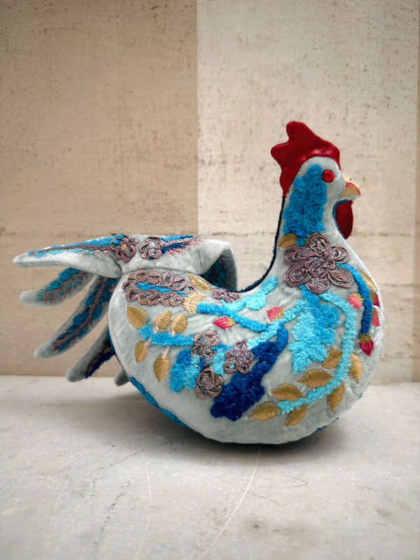 Embroidered Velvet Rooster