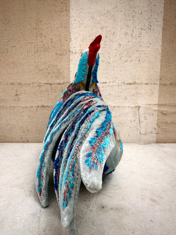 Embroidered Velvet Rooster