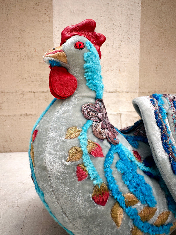 Embroidered Velvet Rooster