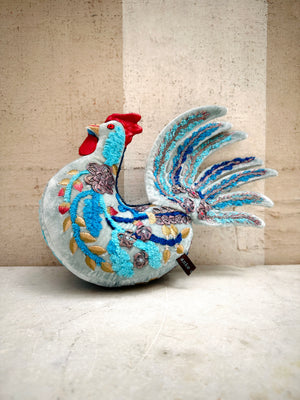 Embroidered Velvet Rooster