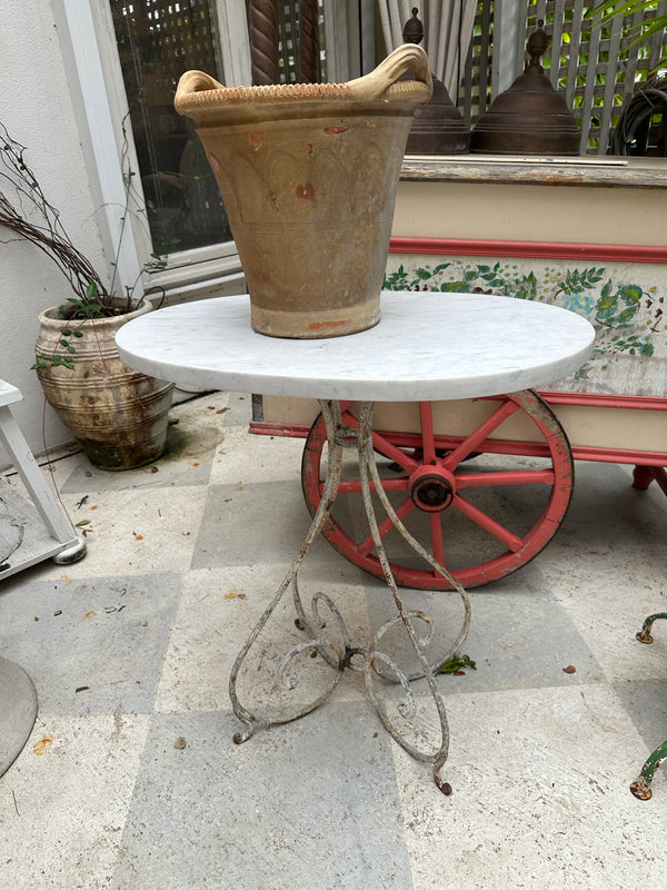 Vintage Marble Top White Iron Table