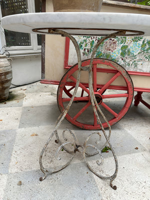 Vintage Marble Top White Iron Table