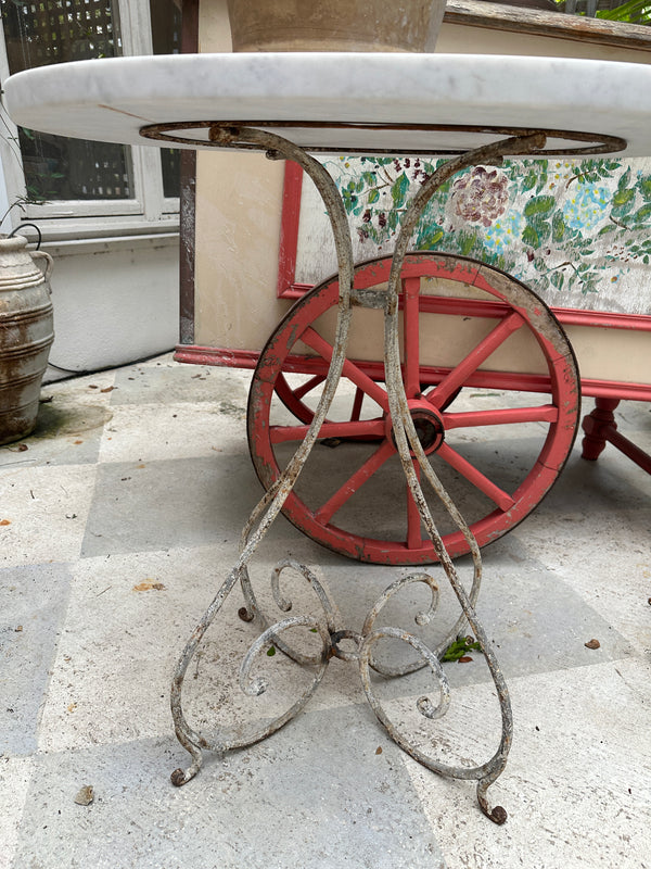 Vintage Marble Top White Iron Table