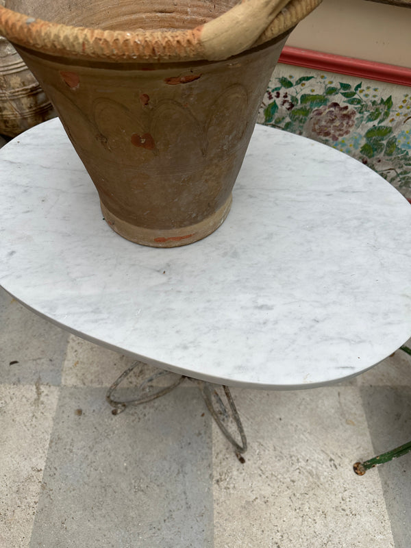 Vintage Marble Top White Iron Table
