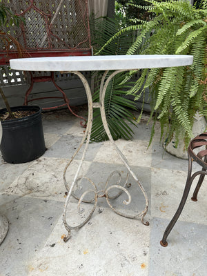Vintage Marble Top White Iron Table