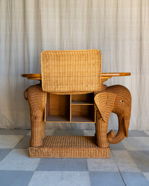 Vintage Elephant Wicker Bar Cart