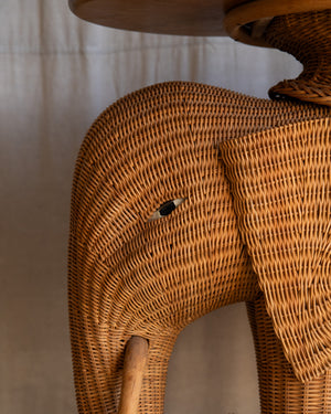 Vintage Elephant Wicker Bar Cart