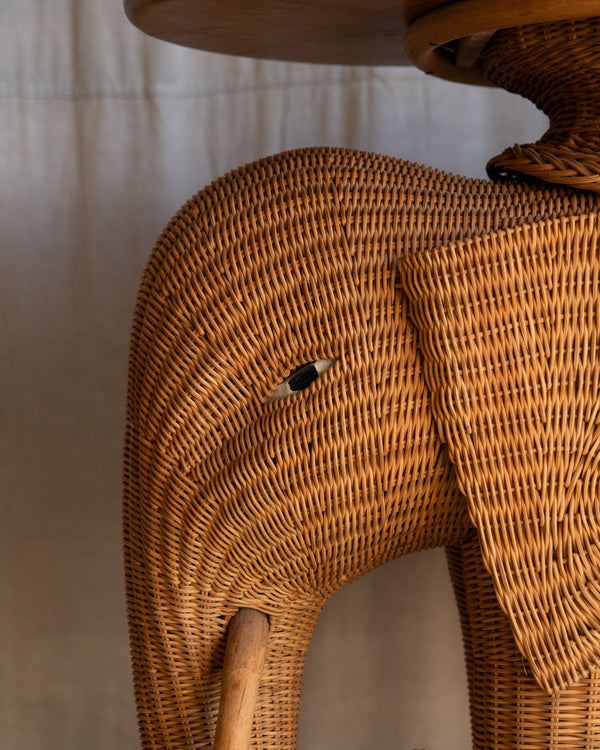 Vintage Elephant Wicker Bar Cart