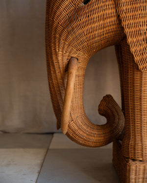 Vintage Elephant Wicker Bar Cart