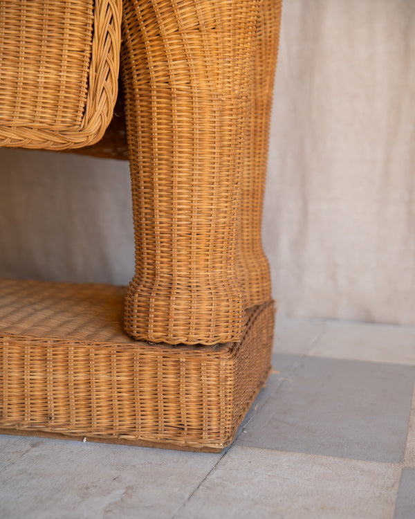 Vintage Elephant Wicker Bar Cart