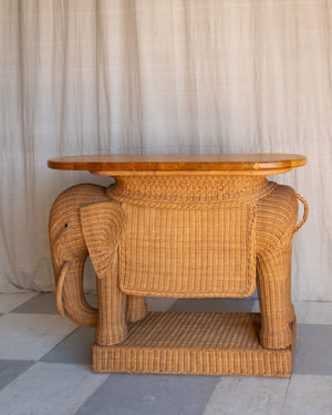 Vintage Elephant Wicker Bar Cart