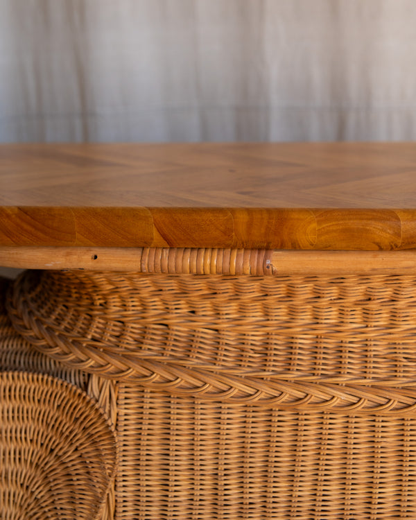 Vintage Elephant Wicker Bar Cart