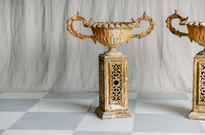 Ennio Pair Early 19th Century Iron Urn and Stand