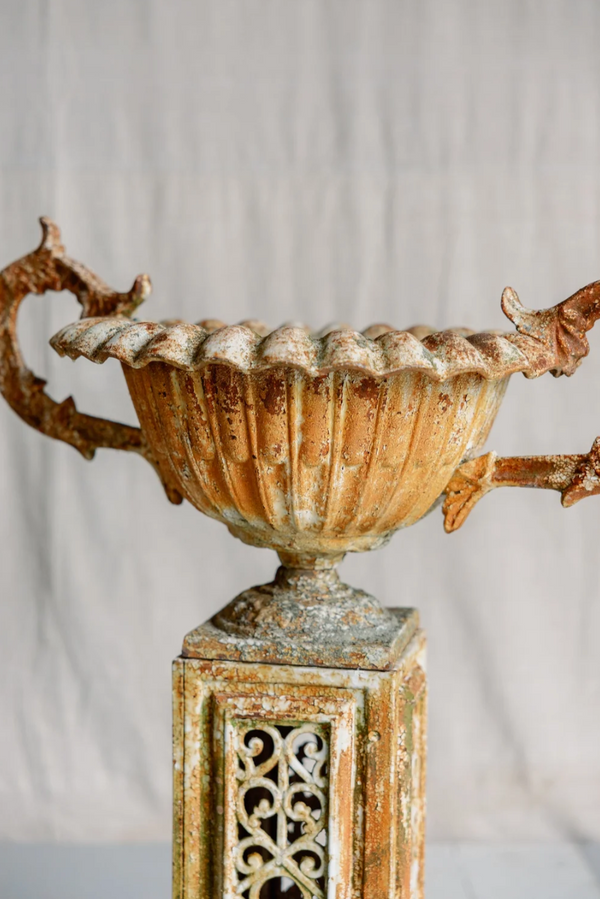 Ennio Pair Early 19th Century Iron Urn and Stand