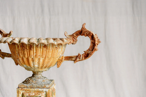 Ennio Pair Early 19th Century Iron Urn and Stand