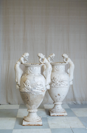 Antique Grand Cherub Urn