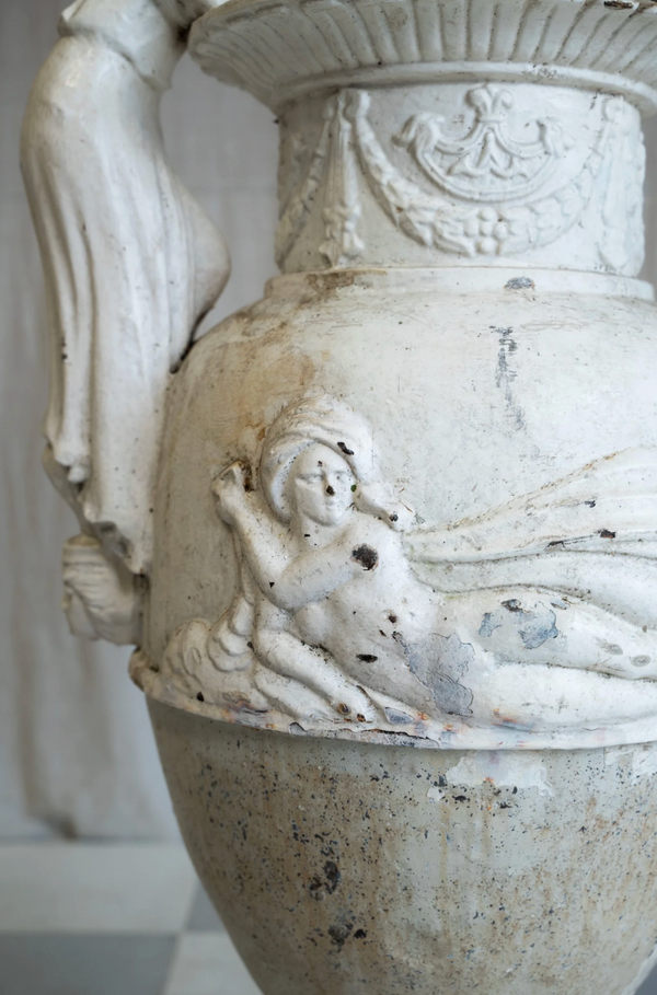 Antique Grand Cherub Urn