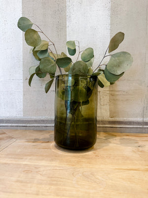 French Vase Droit Vert Fumé