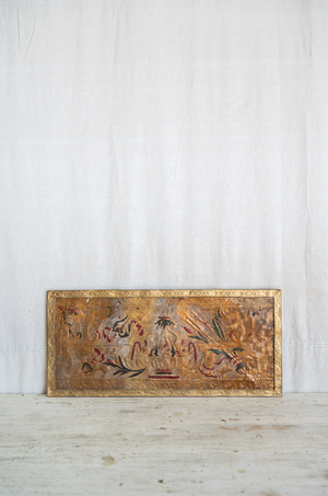 Antique Embossed Leather Wall Panel