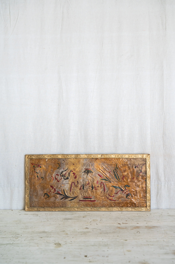 Antique Embossed Leather Wall Panel