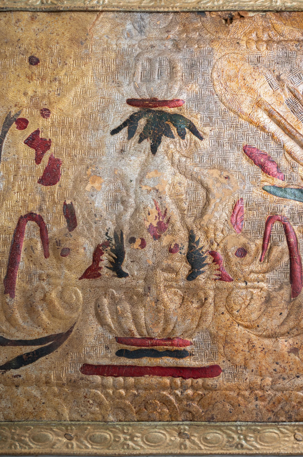 Antique Embossed Leather Wall Panel