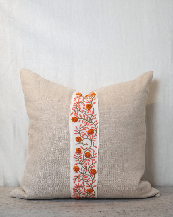 Slubby Linen Orange & Pink Pillow 22x22