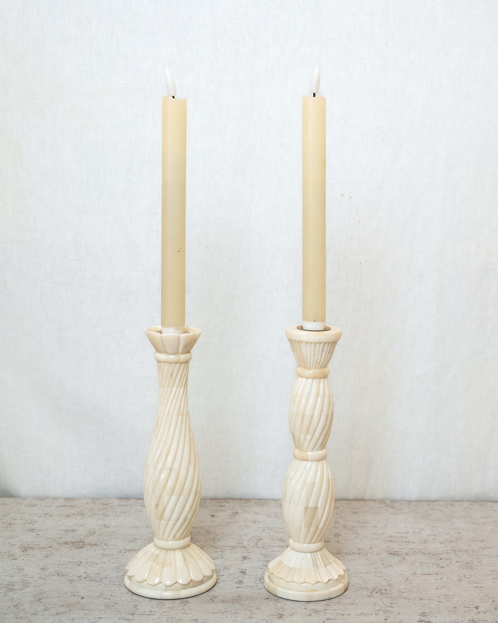 Tall Twisted Bone Candle Stick Holder