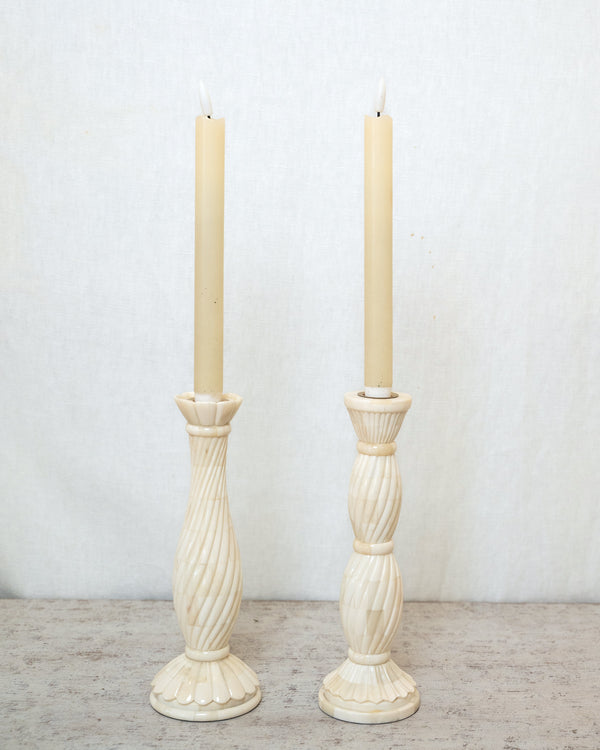 Tall Twisted Bone Candle Stick Holder