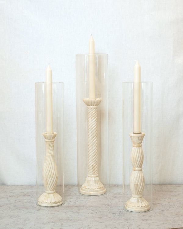 Tall Column Bone Candle Stick Holder