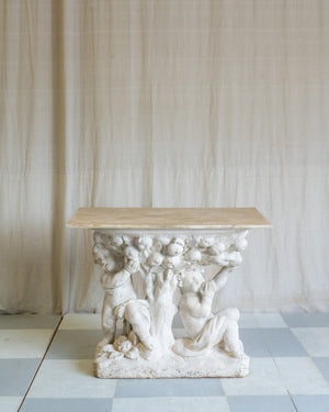 Antique Italian Stone Angel Marble Top Table