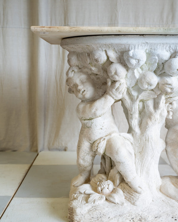 Antique Italian Stone Angel Marble Top Table