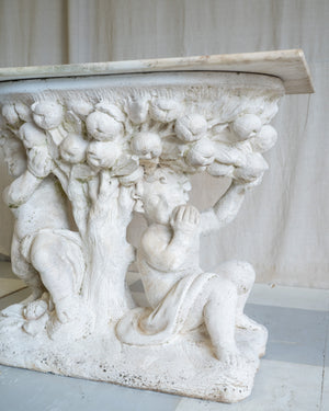 Antique Italian Stone Angel Marble Top Table