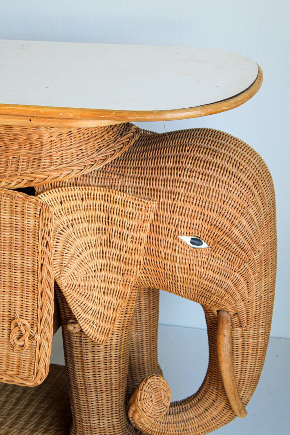 Vintage Elephant Wicker Bar Cart