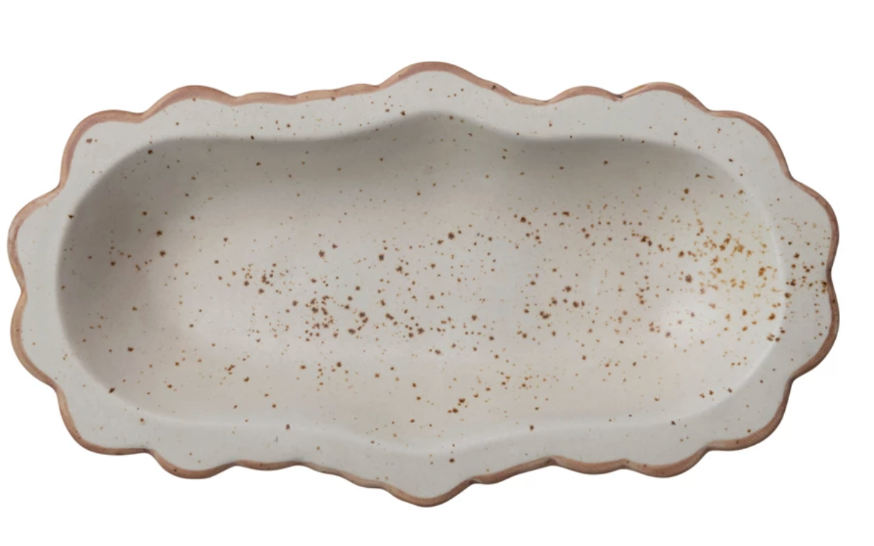 Scalloped Cream Stoneware Platter