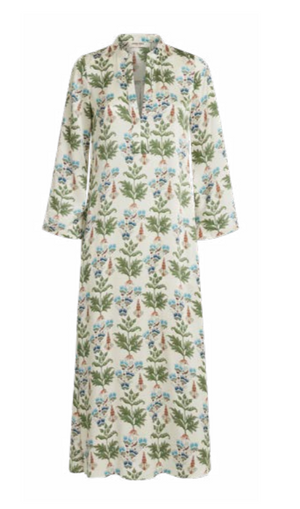 Persian Botanic Jenna Ivory Silk Caftan