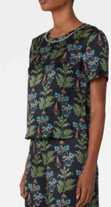 Persian Botanic Gabrielle Navy Silk Top