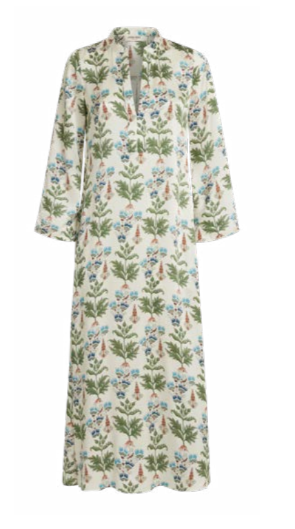 Persian Botanic Jenna Ivory Cotton Caftan