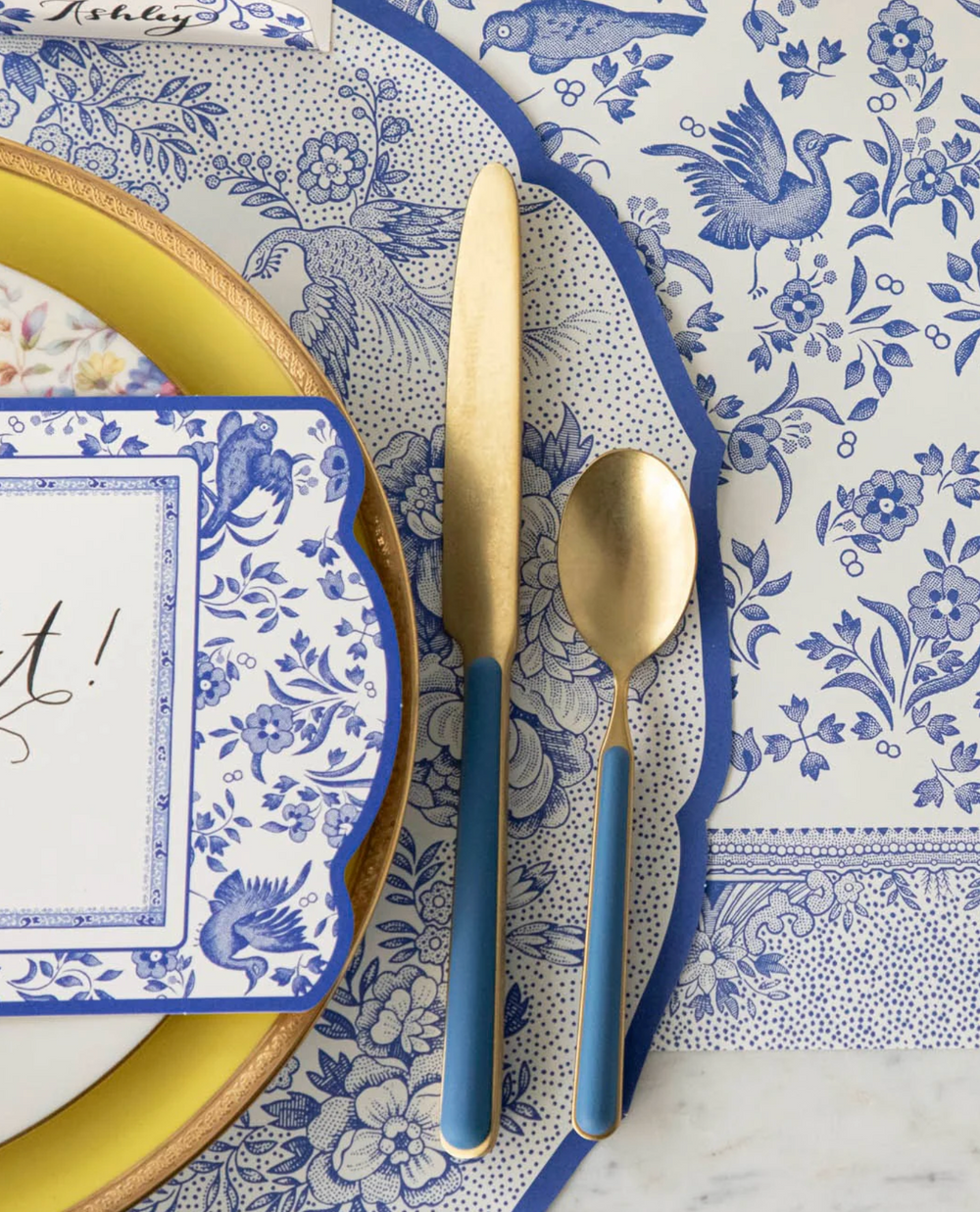 Blue Asiatic Pheasants Die-Cut Paper Placemats