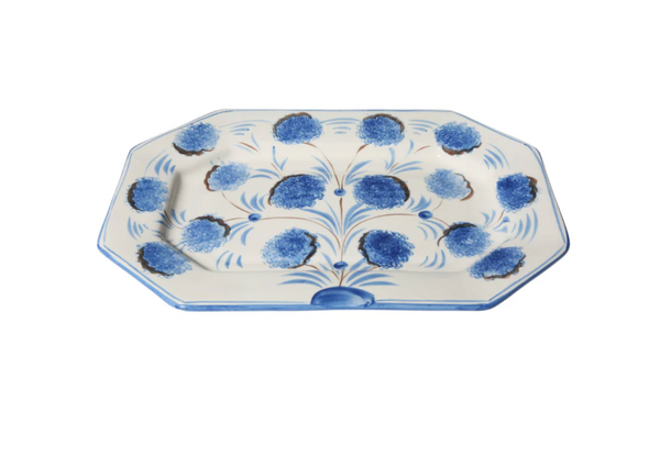 Blue Flower Octagon Platter