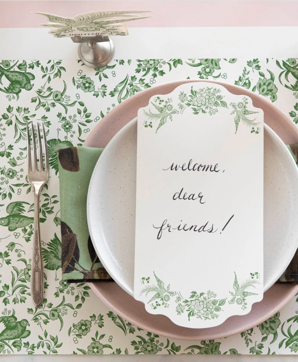 Green Regal Peacock Paper Placemats