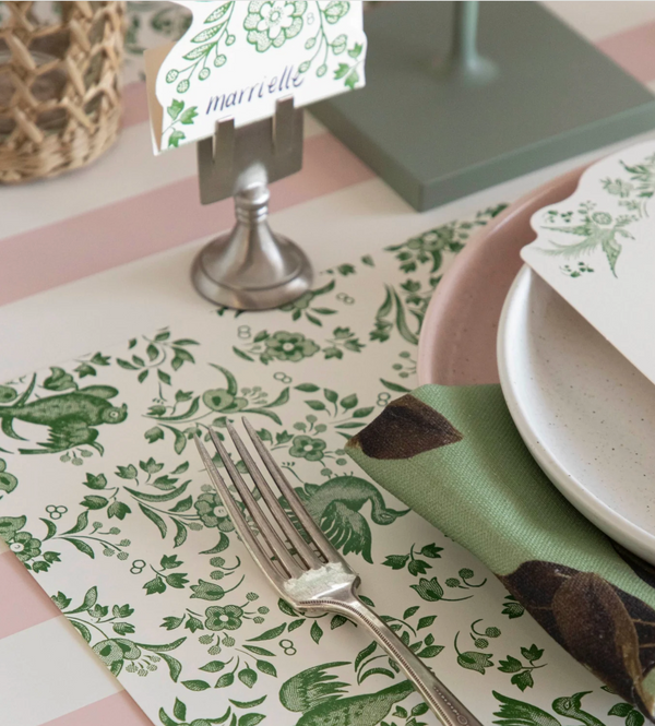 Green Regal Peacock Paper Placemats