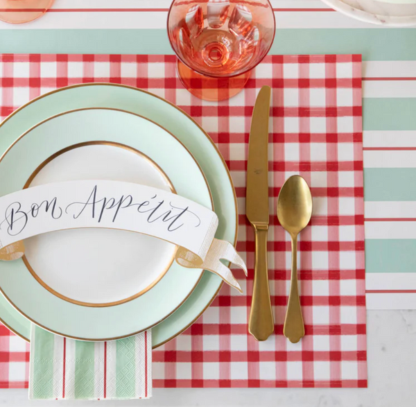 Red Painted Check Paper Placemats